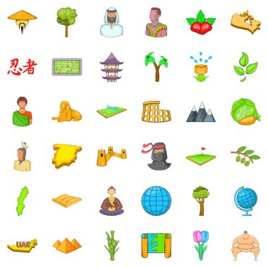 Dünya Icons set tarzı çizgi film