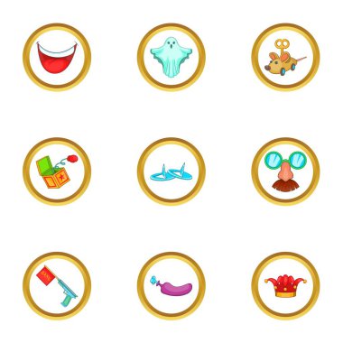 Tatil Icons set, karikatür tarzı