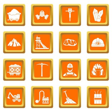 Turuncu madenci Icons set