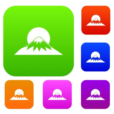 Güneş ve dağ koleksiyonu ayarla