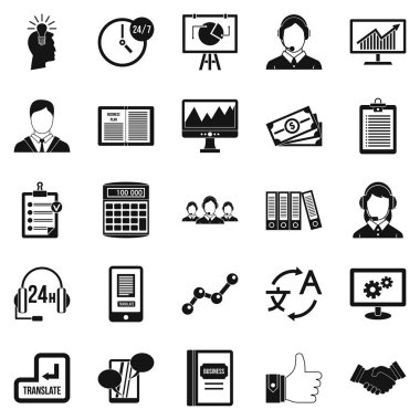 İletişim Icons set, basit tarzı