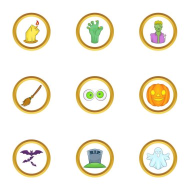 Cadılar Bayramı partisi simge seti, karikatür tarzı