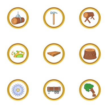 Oduncu simge seti, karikatür tarzı