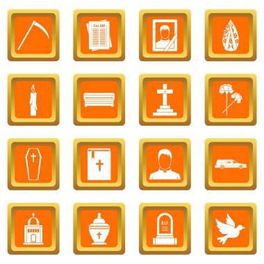 Turuncu cenaze Icons set