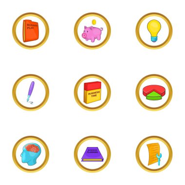 İş planı simge seti, karikatür tarzı