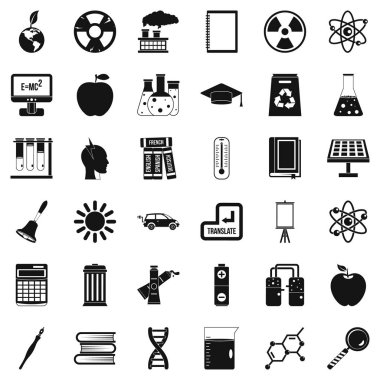 Üniversitesi Eğitim Icons set, basit tarzı