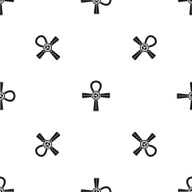 Mısır Ankh sembolü desen sorunsuz siyah