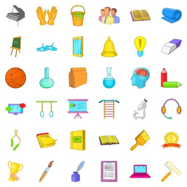İyi bir eğitim Icons set, karikatür tarzı