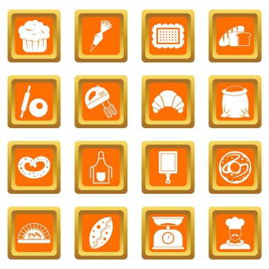 Turuncu ekmek Icons set