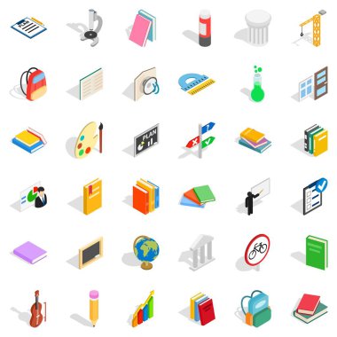 İyi bir eğitim Icons set, izometrik stili