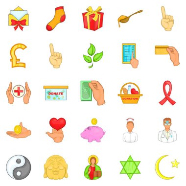 Bağış Icons set, karikatür tarzı
