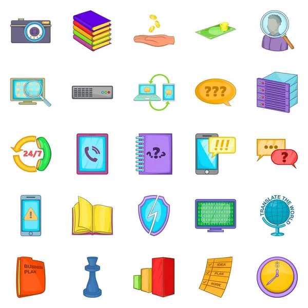 Information for sale icons set, cartoon style — Stock Vector