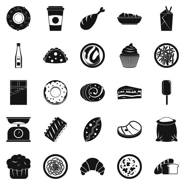 Street food set di icone, stile semplice — Vettoriale Stock