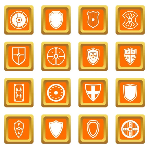 Schildrahmen Symbole Set orange — Stockvektor