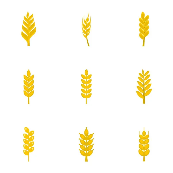 Granen graan pictogrammenset, vlakke stijl — Stockvector