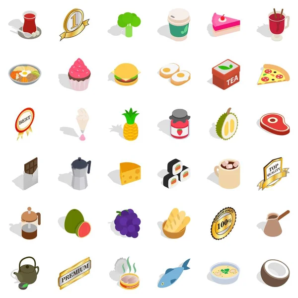 Sıcak bir içecek Icons set, izometrik stili