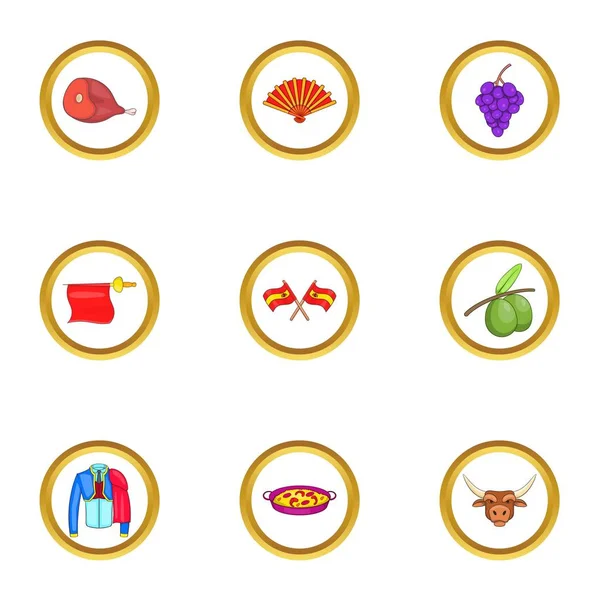 İspanyolca Icons set, karikatür tarzı yolculuk