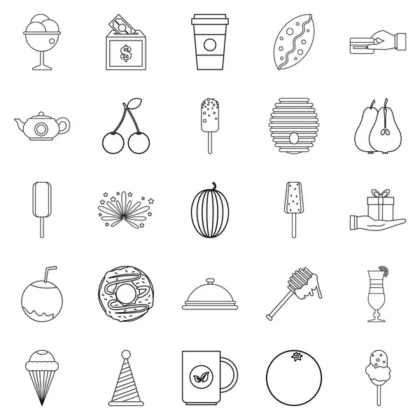 Köstliches Dessert-Icons-Set, Outline-Stil — Stockvektor