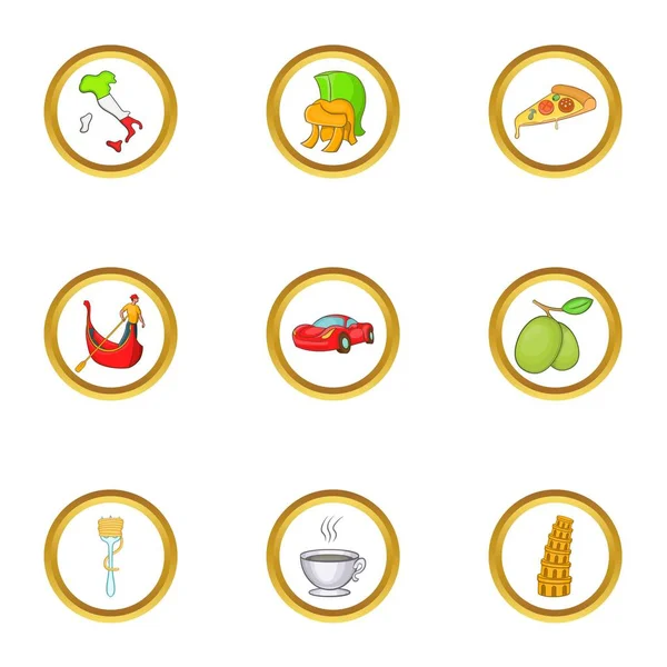 Italia ülke simge seti, karikatür tarzı