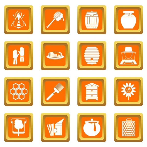 Ícones de ferramentas Apiary definir laranja —  Vetores de Stock
