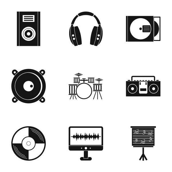 Icon Set für Musikanlagen, einfacher Stil — Stockvektor