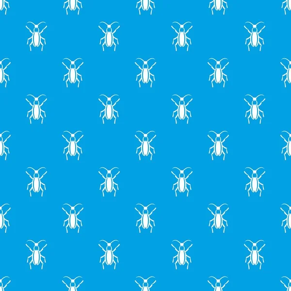 Escarabajo patrón de insectos sin costura azul — Vector de stock