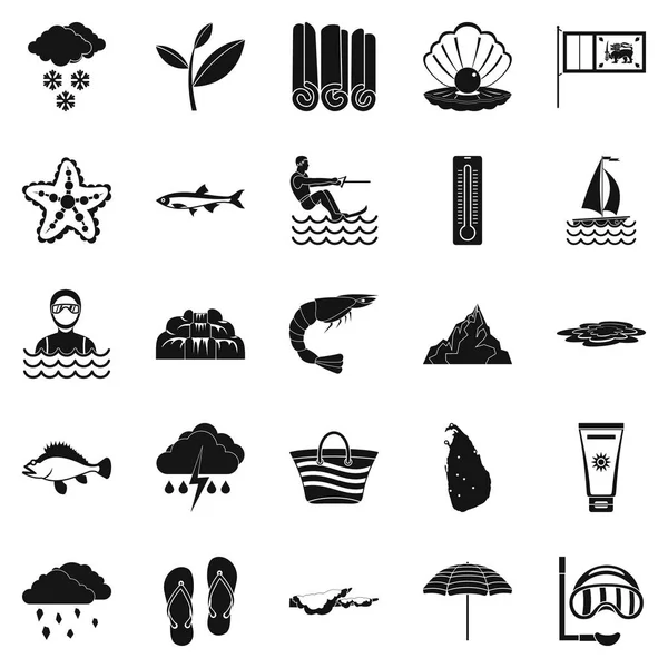 Conjunto de iconos de buceo, estilo simple — Vector de stock