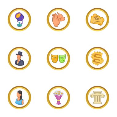 Komedi Icons set, karikatür tarzı