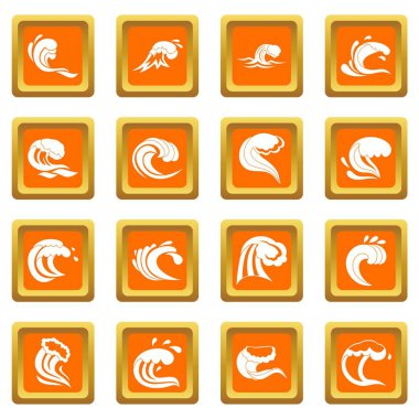 Turuncu deniz dalgaları Icons set