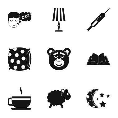 Simge seti, basit tarzı uykuya hazırlık