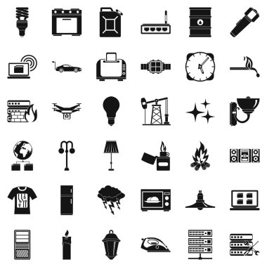Elektrik bilgisayar Icons set, basit tarzı