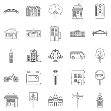 Eko şehir Icons set, anahat stili