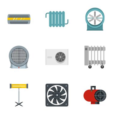 House ısıtıcı simge seti, düz stil