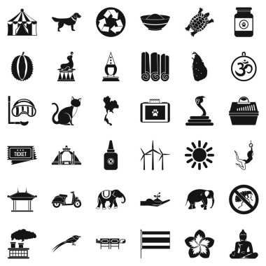 Zeki fil Icons set, basit tarzı