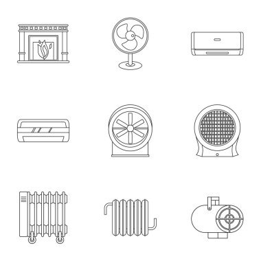 House ısıtıcı simge seti, anahat stili