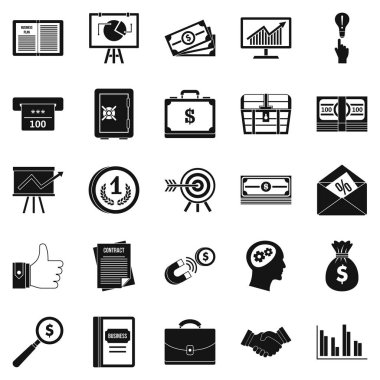 Online iş Icons set, basit tarzı