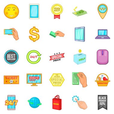 E-ticaret Icons set, karikatür tarzı