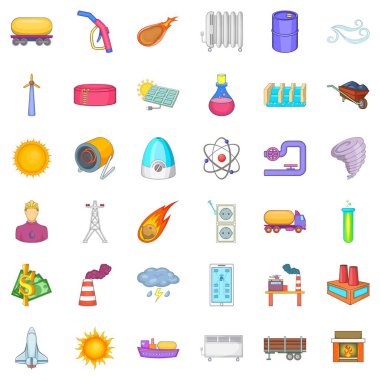 Atom Enerjisi Icons set, karikatür tarzı