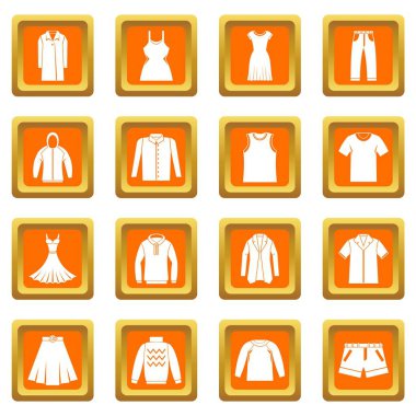 Turuncu farklı kıyafetler Icons set