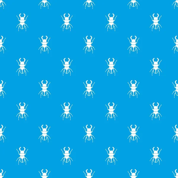 코뿔소 딱정벌레 패턴 완벽 한 블루 — 스톡 벡터