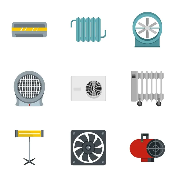 Conjunto de ícone de aquecedor de casa, estilo plano — Vetor de Stock