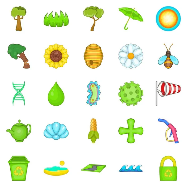 Care of nature icons set, cartoon style