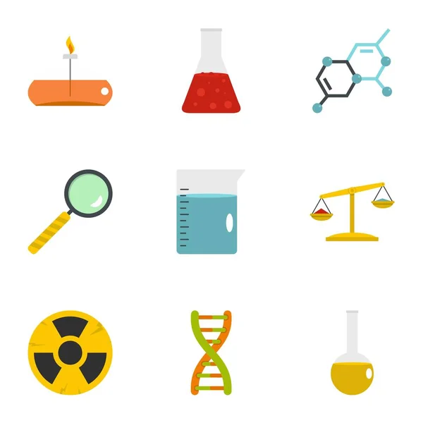 Chemistry science icon set, flat style — Stock Vector