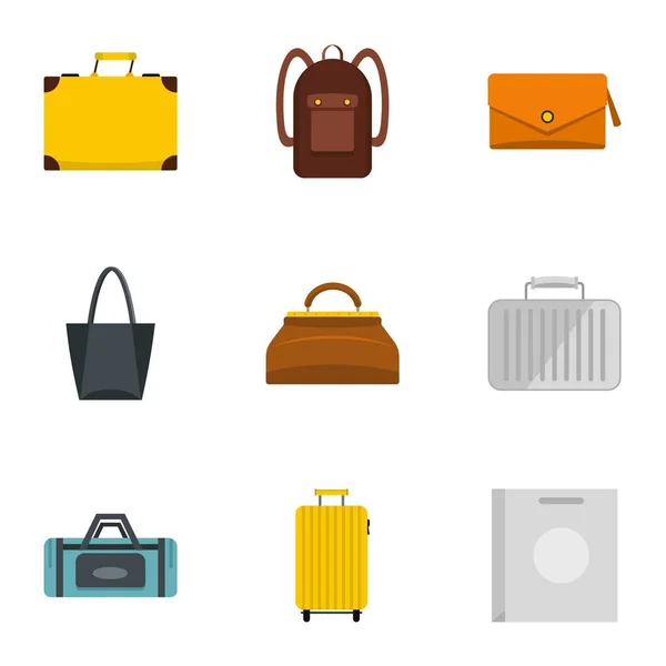 Bolsas para todas las ocasiones icono conjunto, estilo plano — Archivo Imágenes Vectoriales