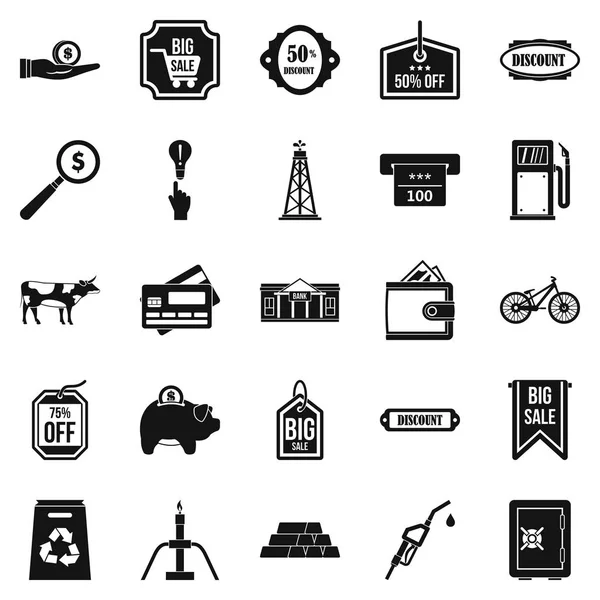 Conjunto de iconos de prudencia, estilo simple — Vector de stock