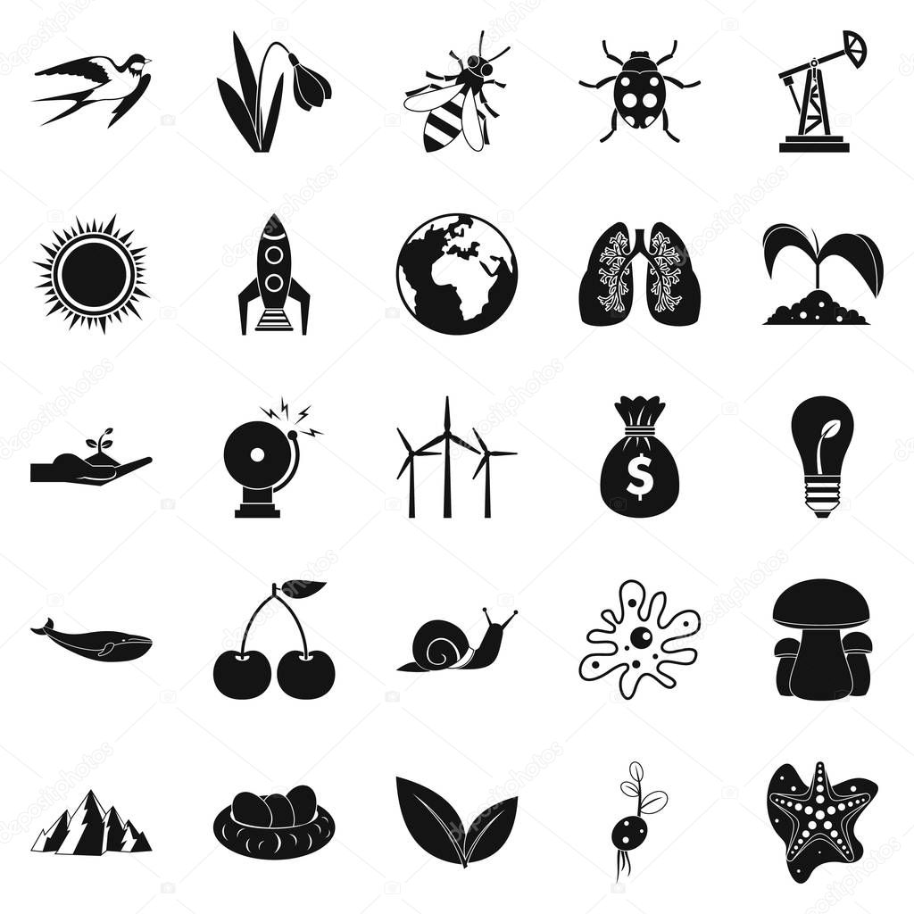 Conservationist icons set, simple style