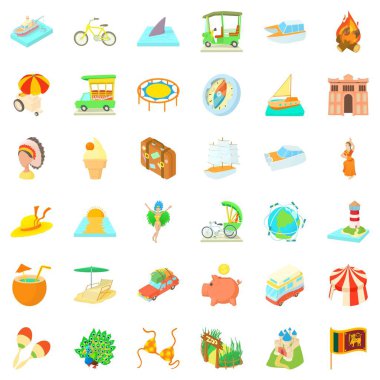 Büyük macera Icons set, karikatür tarzı