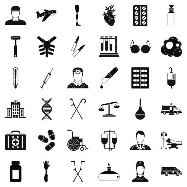 Hızlı yardım Icons set, basit tarzı