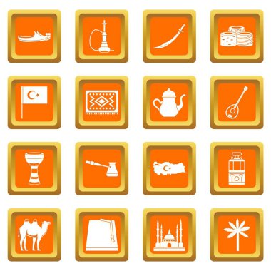 Türkiye'de seyahat Icons set turuncu
