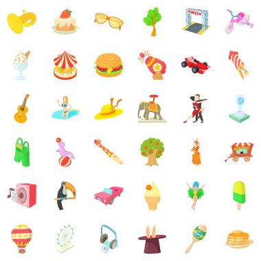 Eğlenceli eğlence Icons set, karikatür tarzı